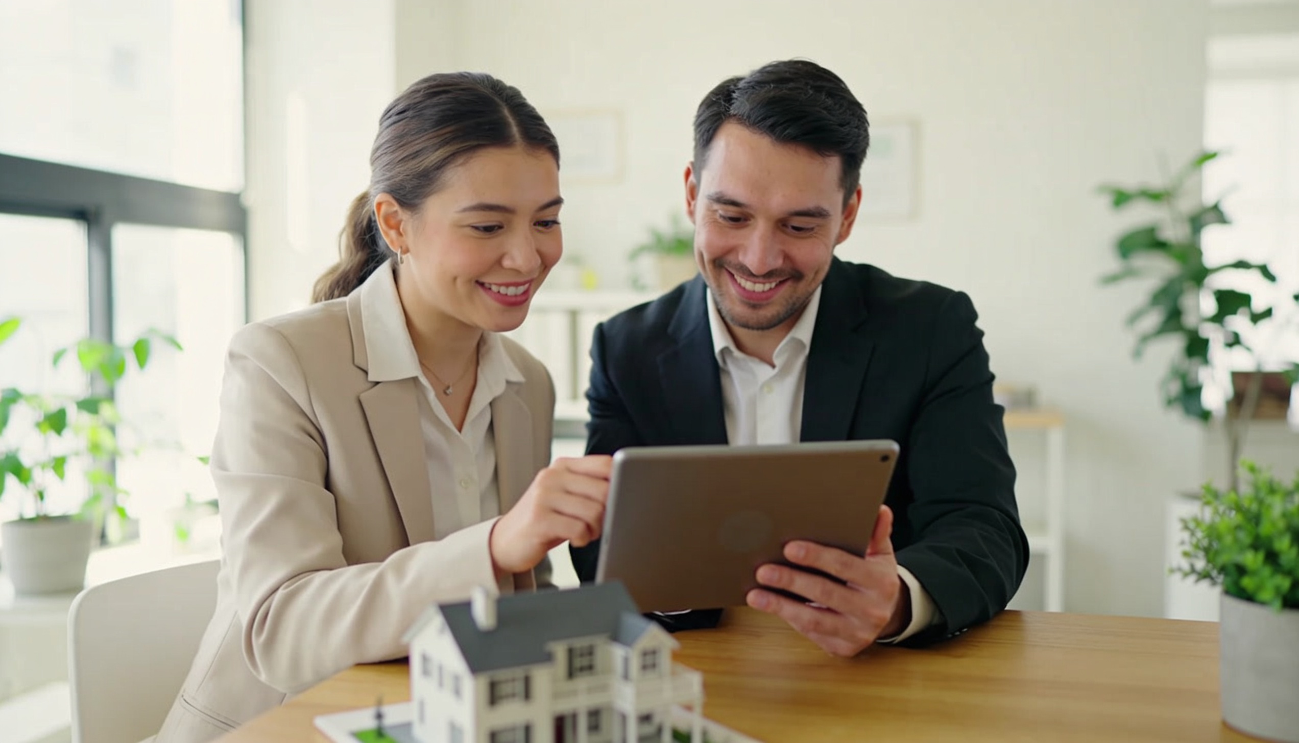 Dos agentes inmobiliarios colaborando